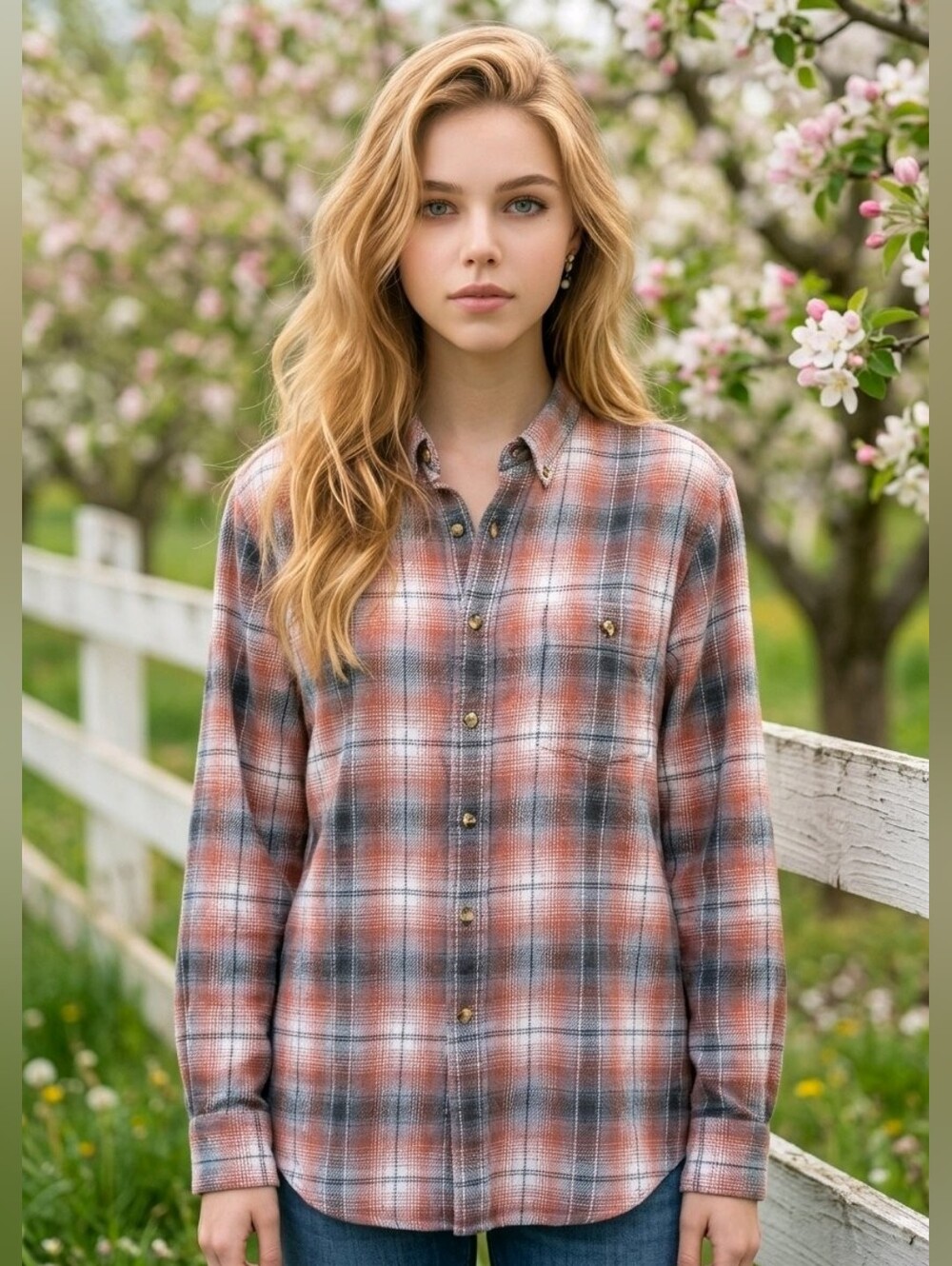 Trader Bay Plaid Button-Down Shirt - Classic Casual #LS13